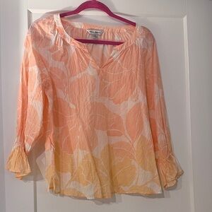 Tommy Bahama Peach and Yellow Floral Blouse